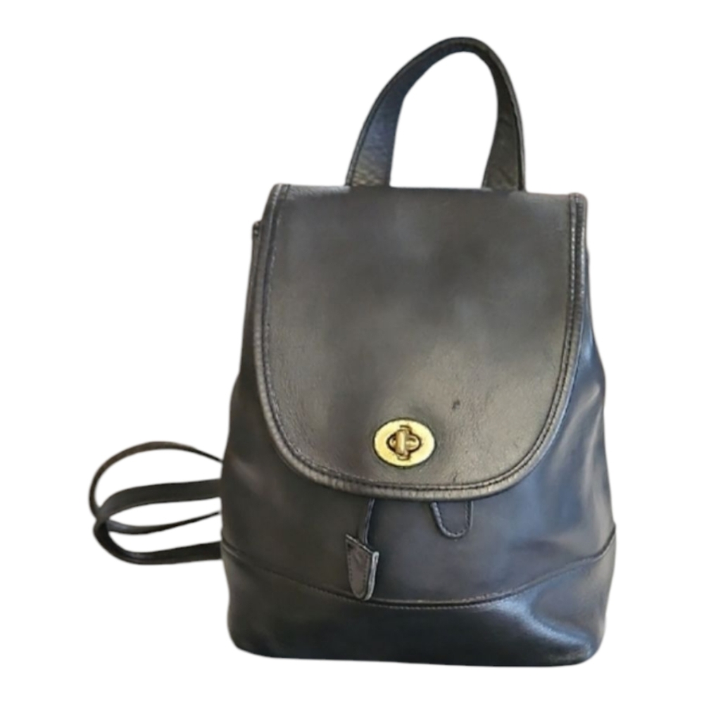 Coach Black Leather Backpack